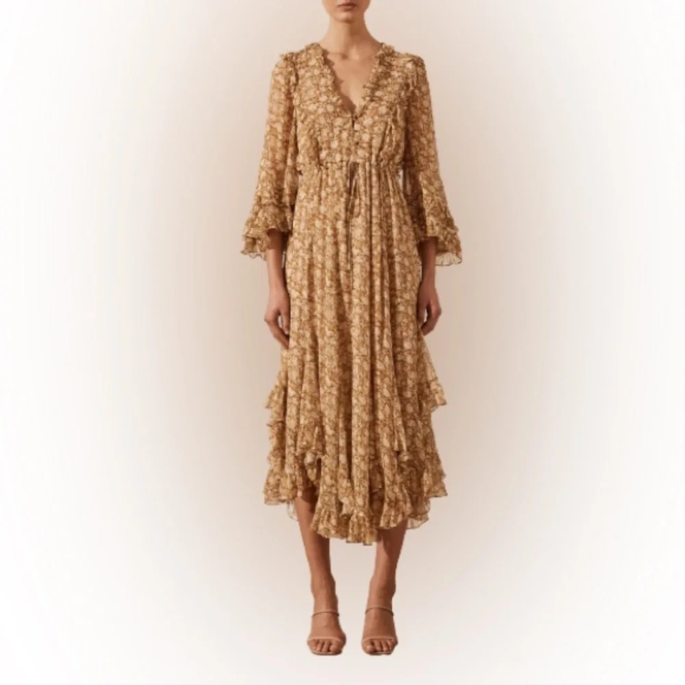 Shona Joy Julia Balloon Sleeve Godet Midi Dress - Picture 4 of 7